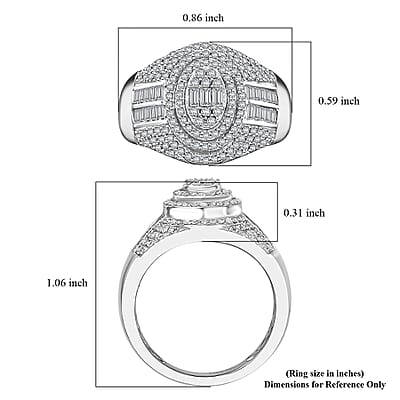 D'Joy Diamond 1.00 ctw Pave Ring in Rhodium Over Sterling Silver (Size 10.0)