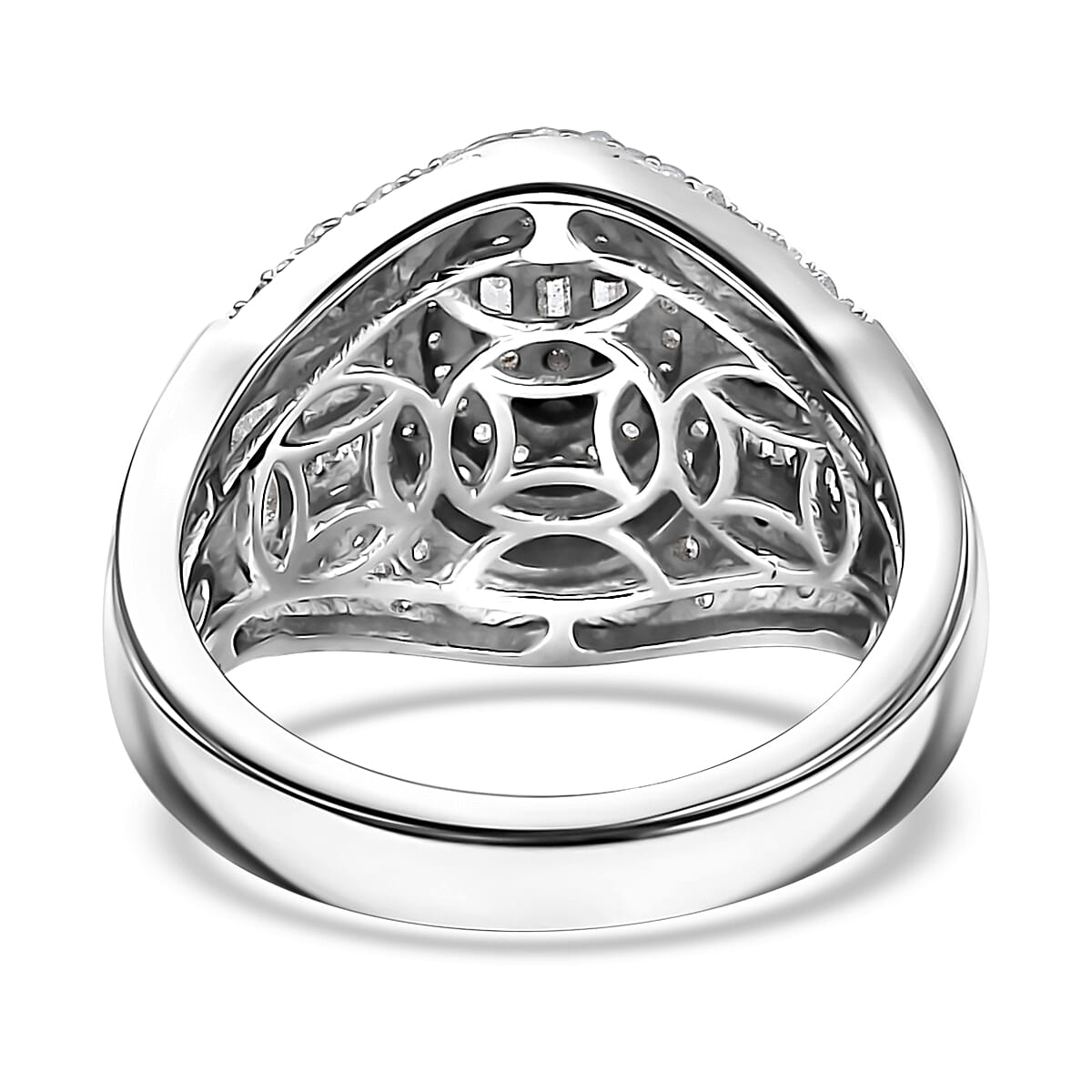 Diamond 1.00 ctw Pave Ring in Rhodium Over Sterling Silver (Size 6.0) image number 4