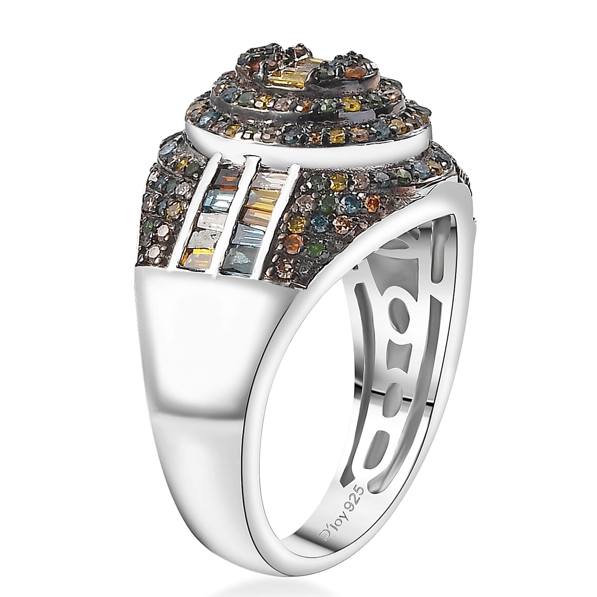 Multi Diamond 1.00 ctw Pave Ring in Rhodium Over Sterling Silver (Size 7.0) image number 3