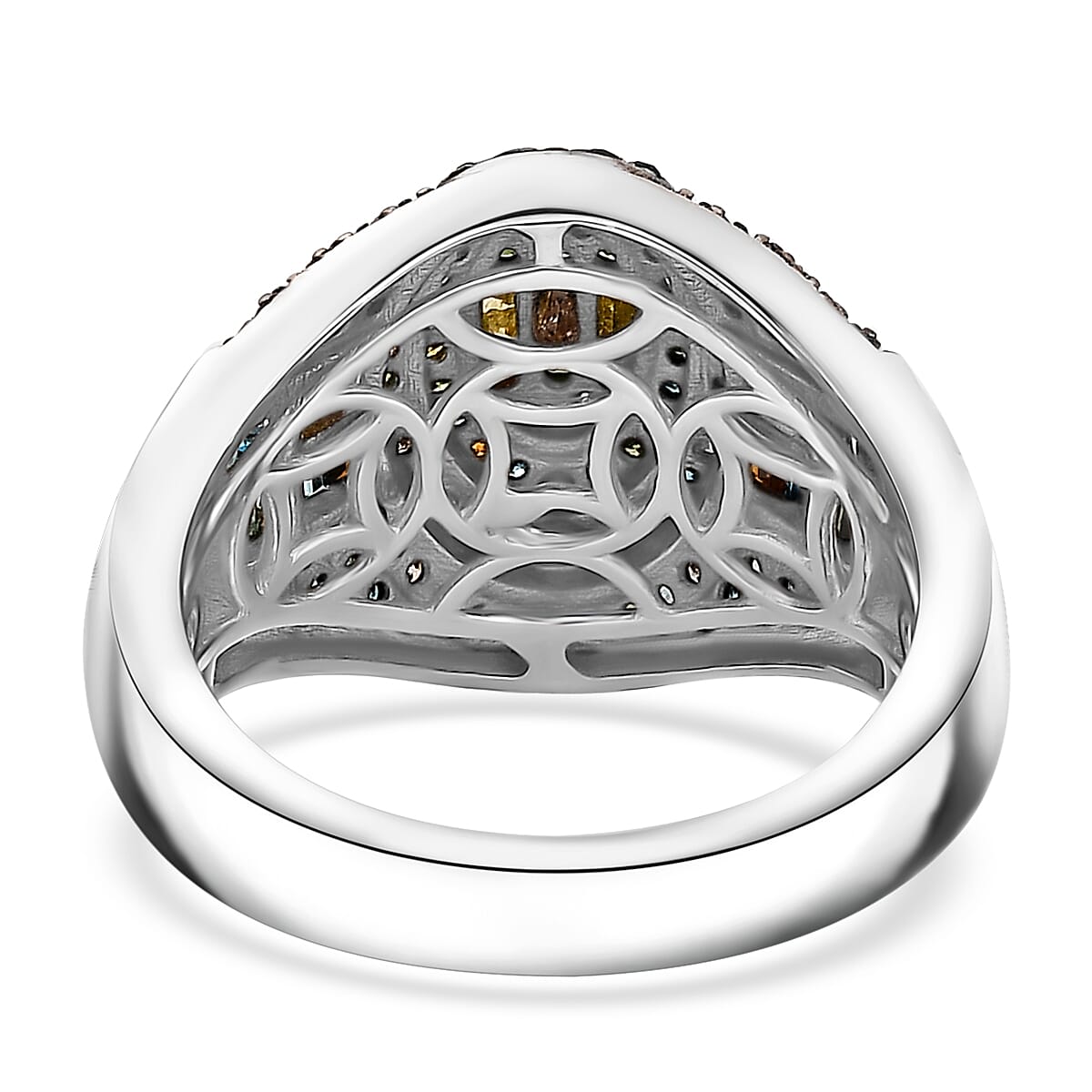 Multi Diamond 1.00 ctw Pave Ring in Rhodium Over Sterling Silver (Size 7.0) image number 4