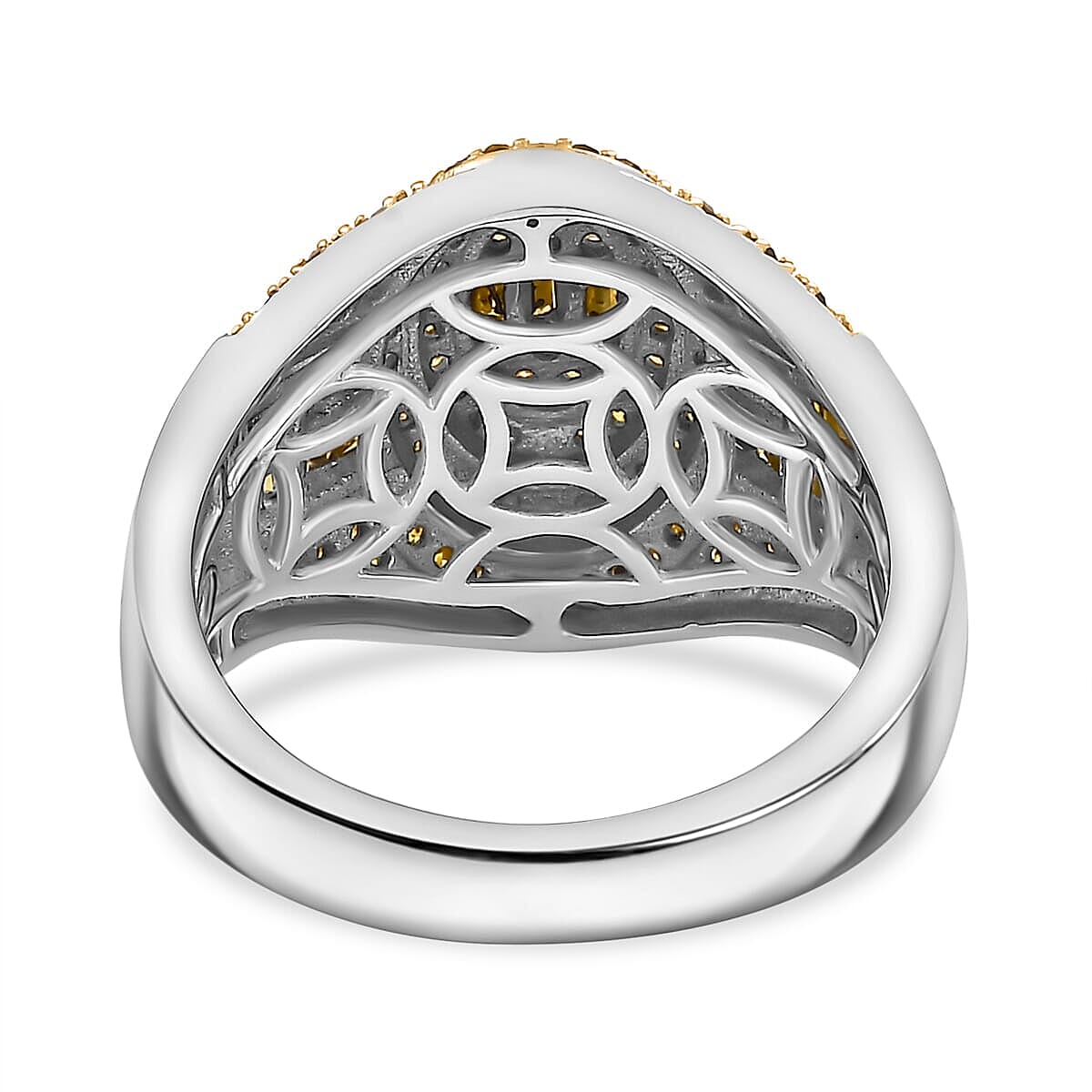 Yellow Diamond (IR) Ring in Rhodium Over Sterling Silver (Size 10.0) 1.00 ctw image number 4