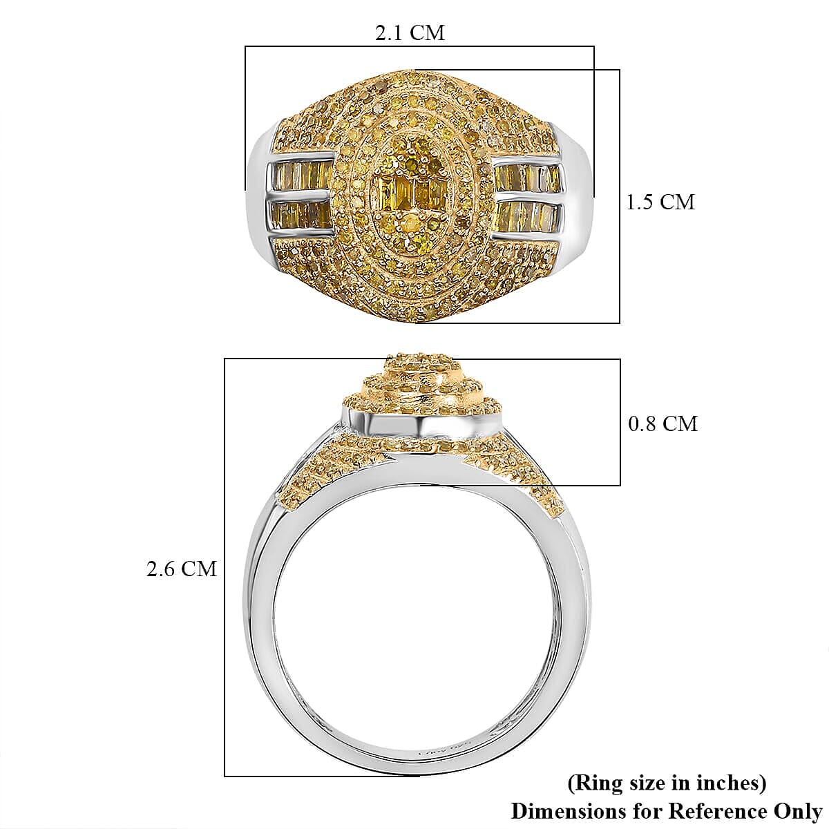 Yellow Diamond (IR) Ring in Rhodium Over Sterling Silver (Size 10.0) 1.00 ctw image number 5