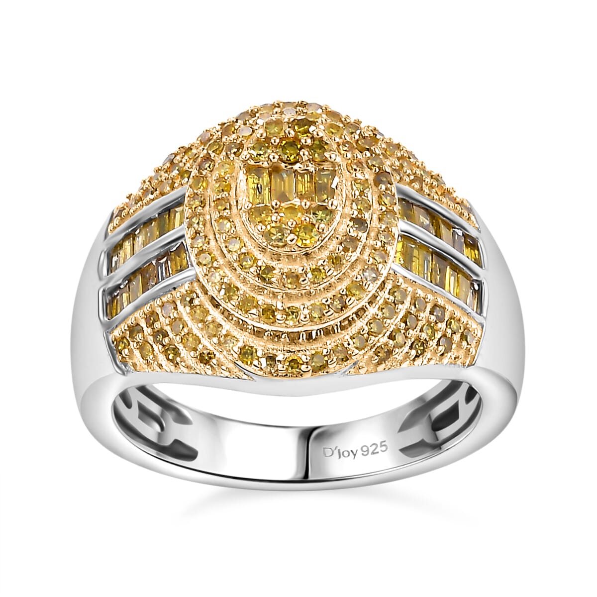 Yellow Diamond 1.00 ctw Pave Ring in Rhodium Over Sterling Silver (Size 7.0) image number 0