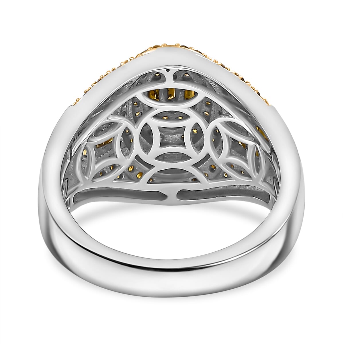 Yellow Diamond 1.00 ctw Pave Ring in Rhodium Over Sterling Silver (Size 7.0) image number 4