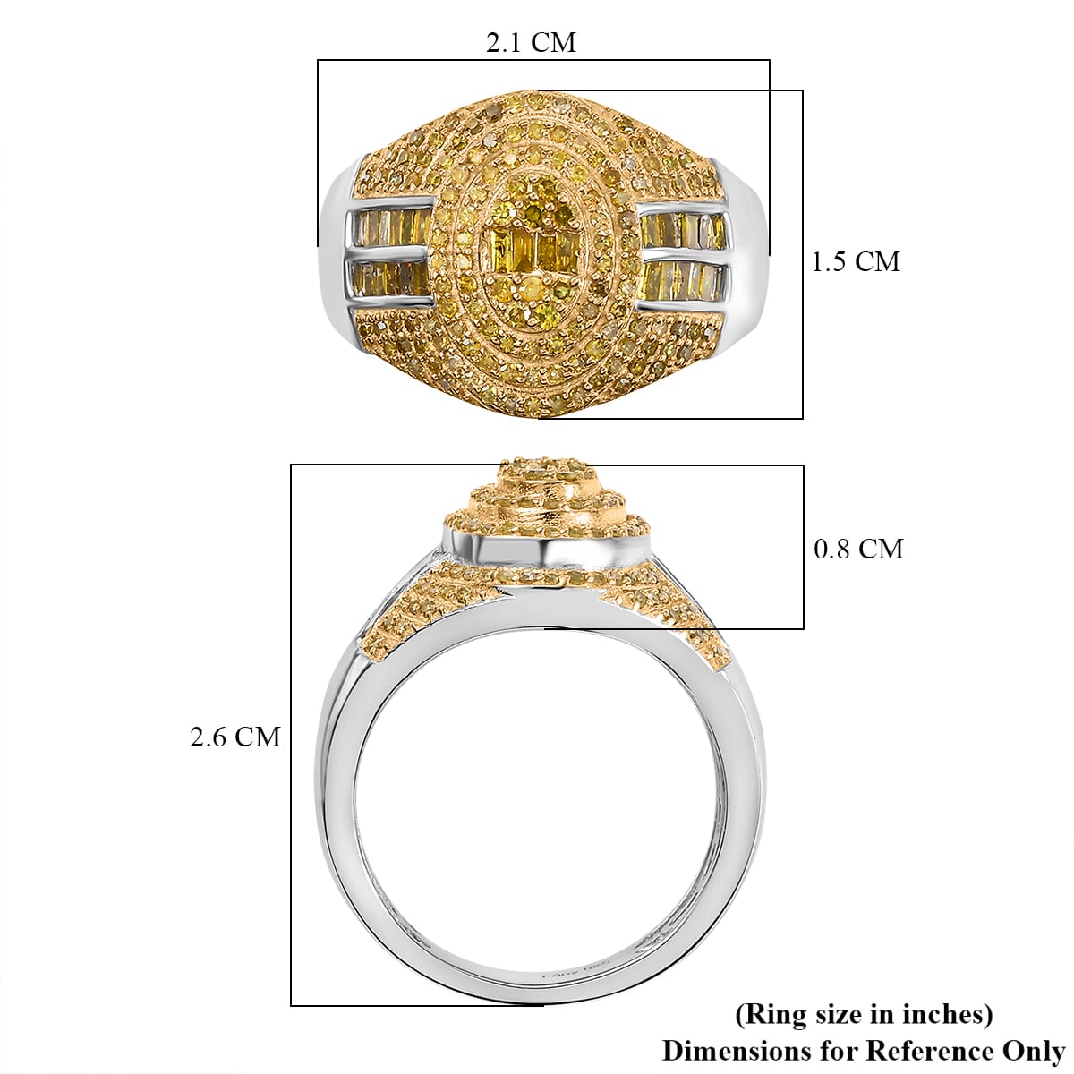 Yellow Diamond 1.00 ctw Pave Ring in Rhodium Over Sterling Silver (Size 7.0) image number 5