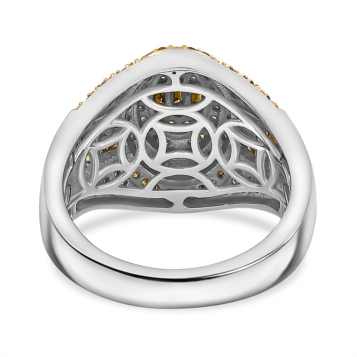 D'Joy Yellow Diamond 1.00 ctw Pave Ring in Rhodium Over Sterling Silver (Size 8.0) image number 4