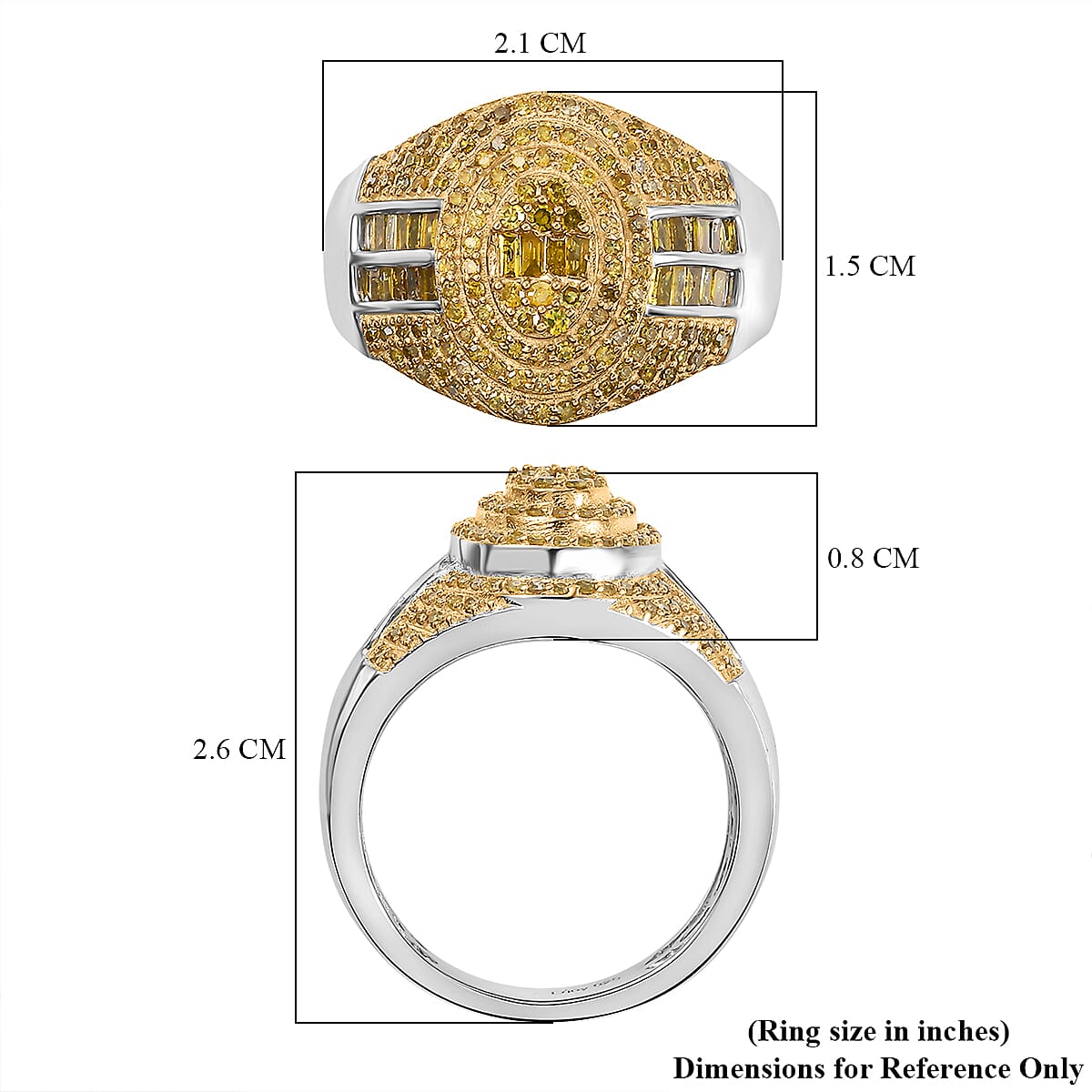 D'Joy Yellow Diamond 1.00 ctw Pave Ring in Rhodium Over Sterling Silver (Size 8.0) image number 5
