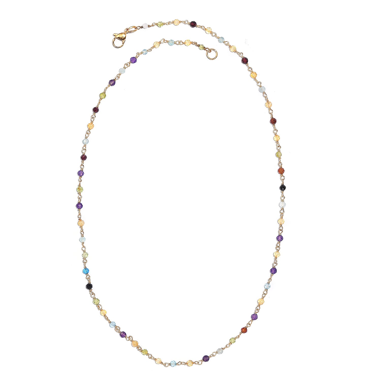 Multi Gemstone 16.85 ctw Necklace 20 Inches in 18K YG Plated and Stainless Steel