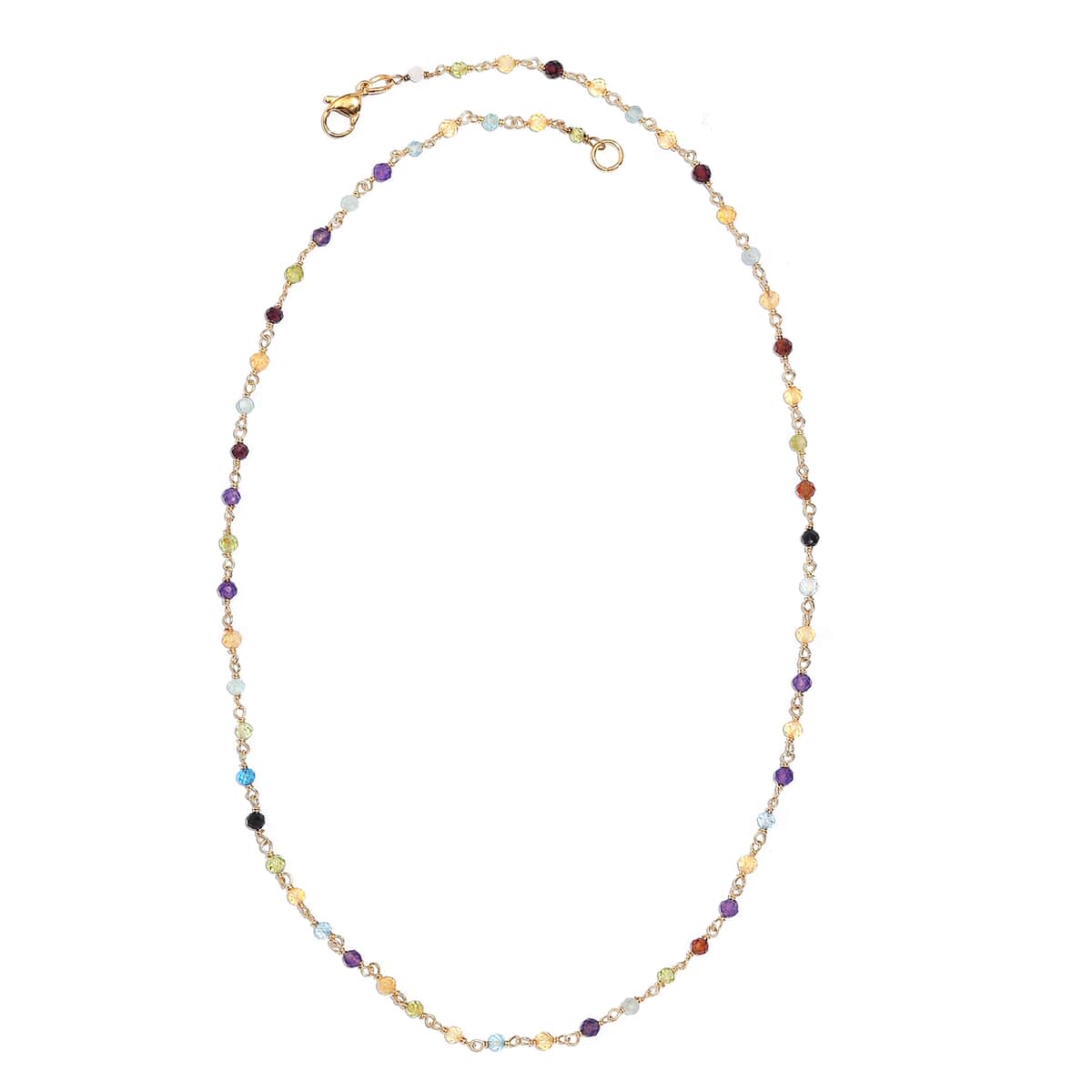 Multi Gemstone 16.85 ctw Necklace 20 Inches in 18K YG Plated and Stainless Steel image number 3