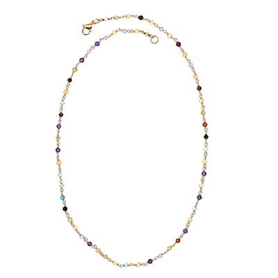 Multi Gemstone 16.85 ctw Necklace 20 Inches in 18K YG Plated and Stainless Steel