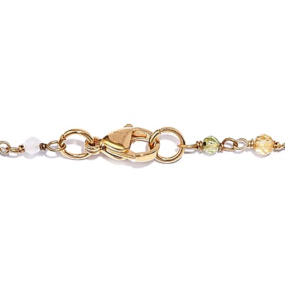Multi Gemstone 16.85 ctw Necklace 20 Inches in 18K YG Plated and Stainless Steel