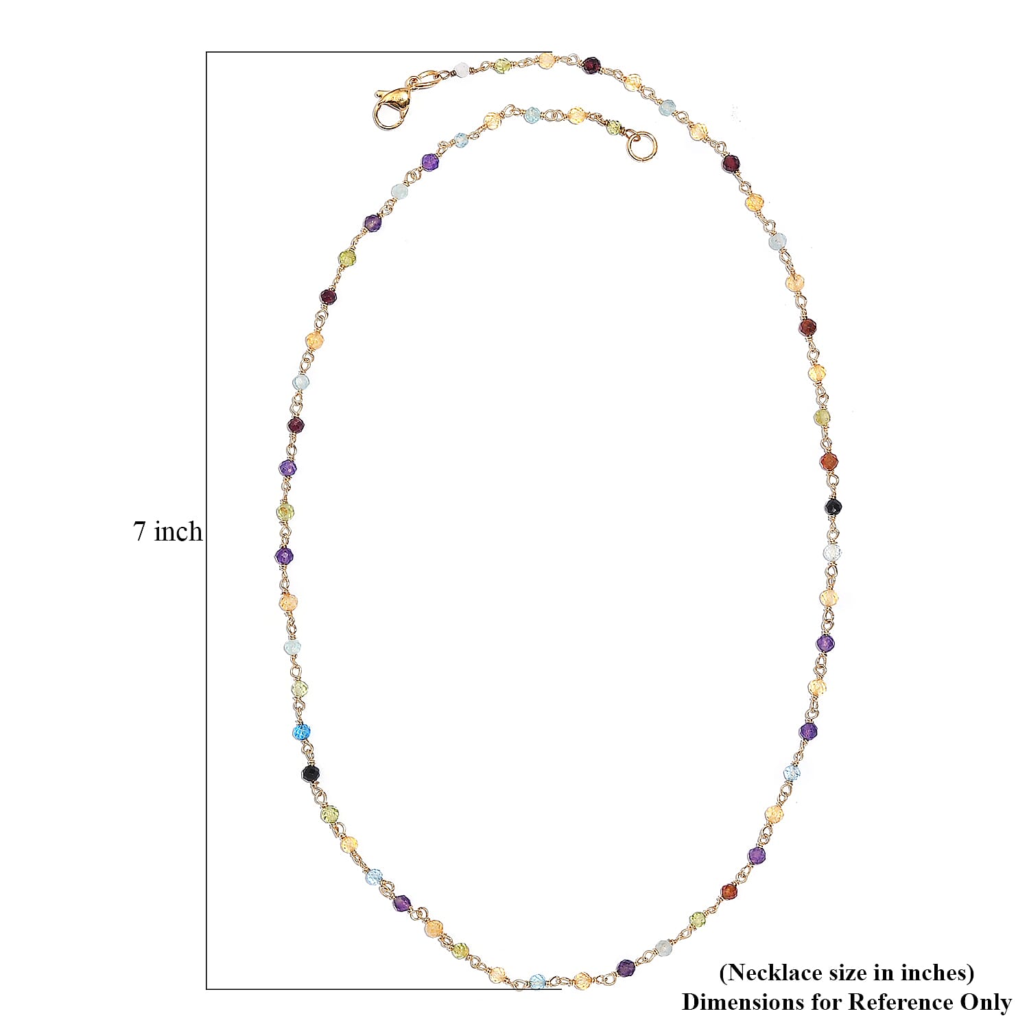 Multi Gemstone 16.85 ctw Necklace 20 Inches in 18K YG Plated and Stainless Steel