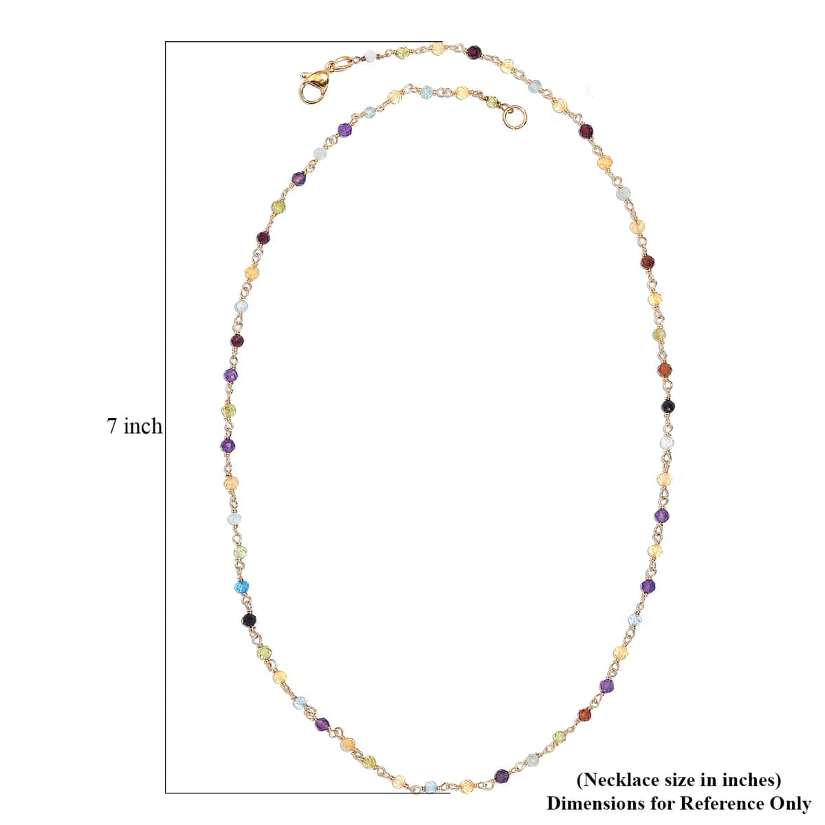 Multi Gemstone 16.85 ctw Necklace 20 Inches in 18K YG Plated and Stainless Steel image number 5