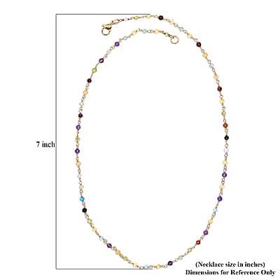 Multi Gemstone 16.85 ctw Necklace 20 Inches in 18K YG Plated and Stainless Steel