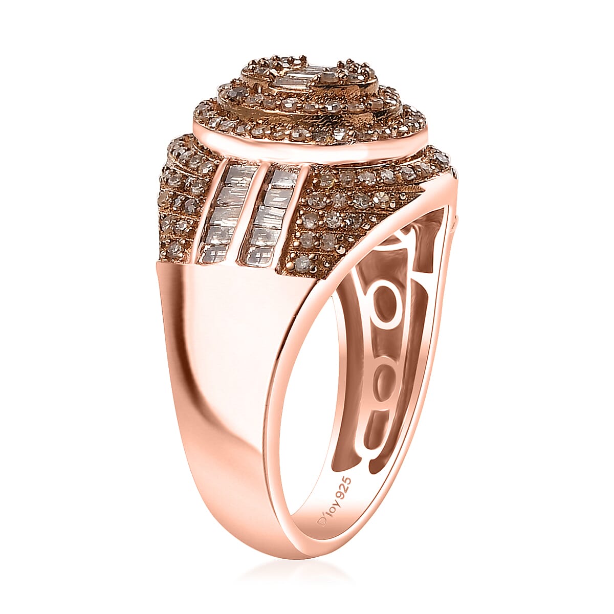 D'Joy Natural Champagne Diamond 1.00 ctw Pave Ring in 18K Vermeil Rose Gold Over Sterling Silver (Size 6.0) image number 3