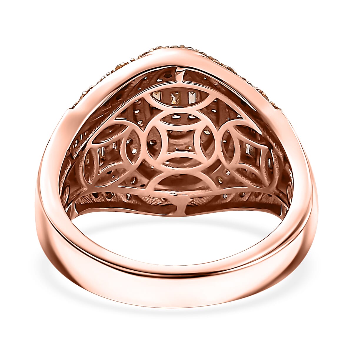 D'Joy Natural Champagne Diamond 1.00 ctw Pave Ring in 18K Vermeil Rose Gold Over Sterling Silver (Size 8.0) image number 4