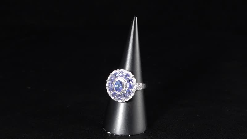 Tanzanite and Moissanite 3.60 ctw Ring in Rhodium Over Sterling Silver (Size 10.0)