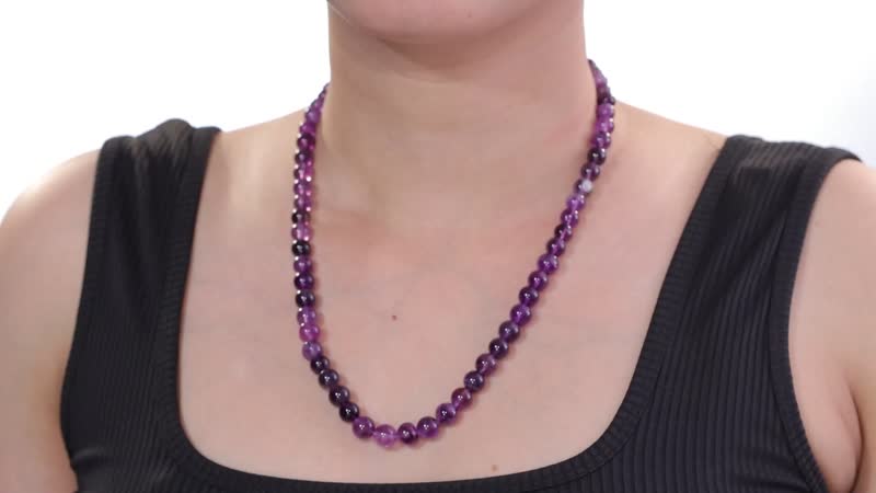 African Amethyst Beaded 184.00 ctw Necklace 20 Inches in Platinum Bond