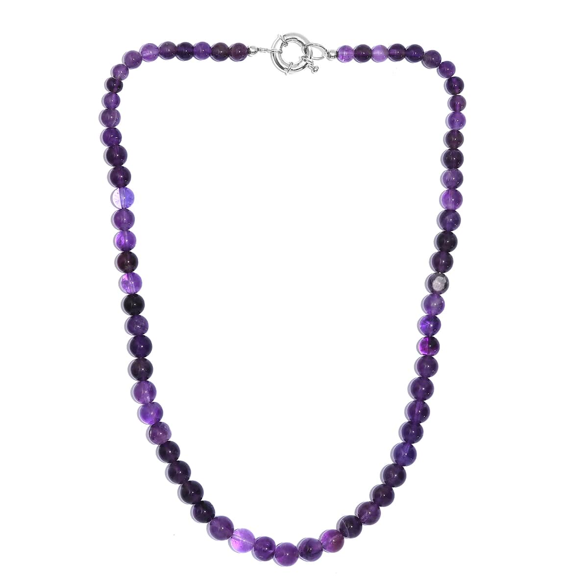 African Amethyst Beaded 184.00 ctw Necklace 20 Inches in Platinum Bond  image number 3