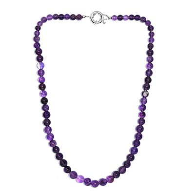 African Amethyst Beaded 184.00 ctw Necklace 20 Inches in Platinum Bond 