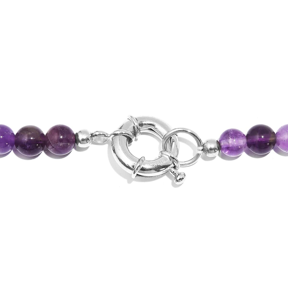 African Amethyst Beaded 184.00 ctw Necklace 20 Inches in Platinum Bond  image number 4