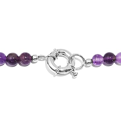 African Amethyst Beaded 184.00 ctw Necklace 20 Inches in Platinum Bond 