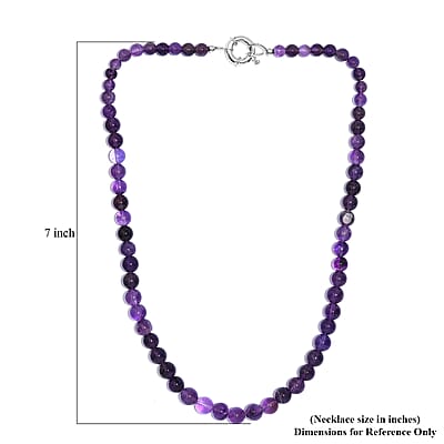 African Amethyst Beaded 184.00 ctw Necklace 20 Inches in Platinum Bond 