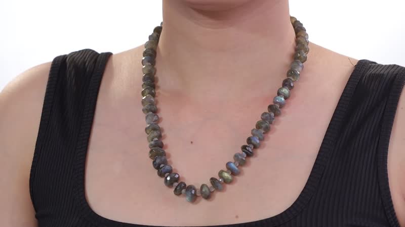 Malagasy Labradorite Beaded 306.00 ctw Necklace 20 Inches in Platinum Bond