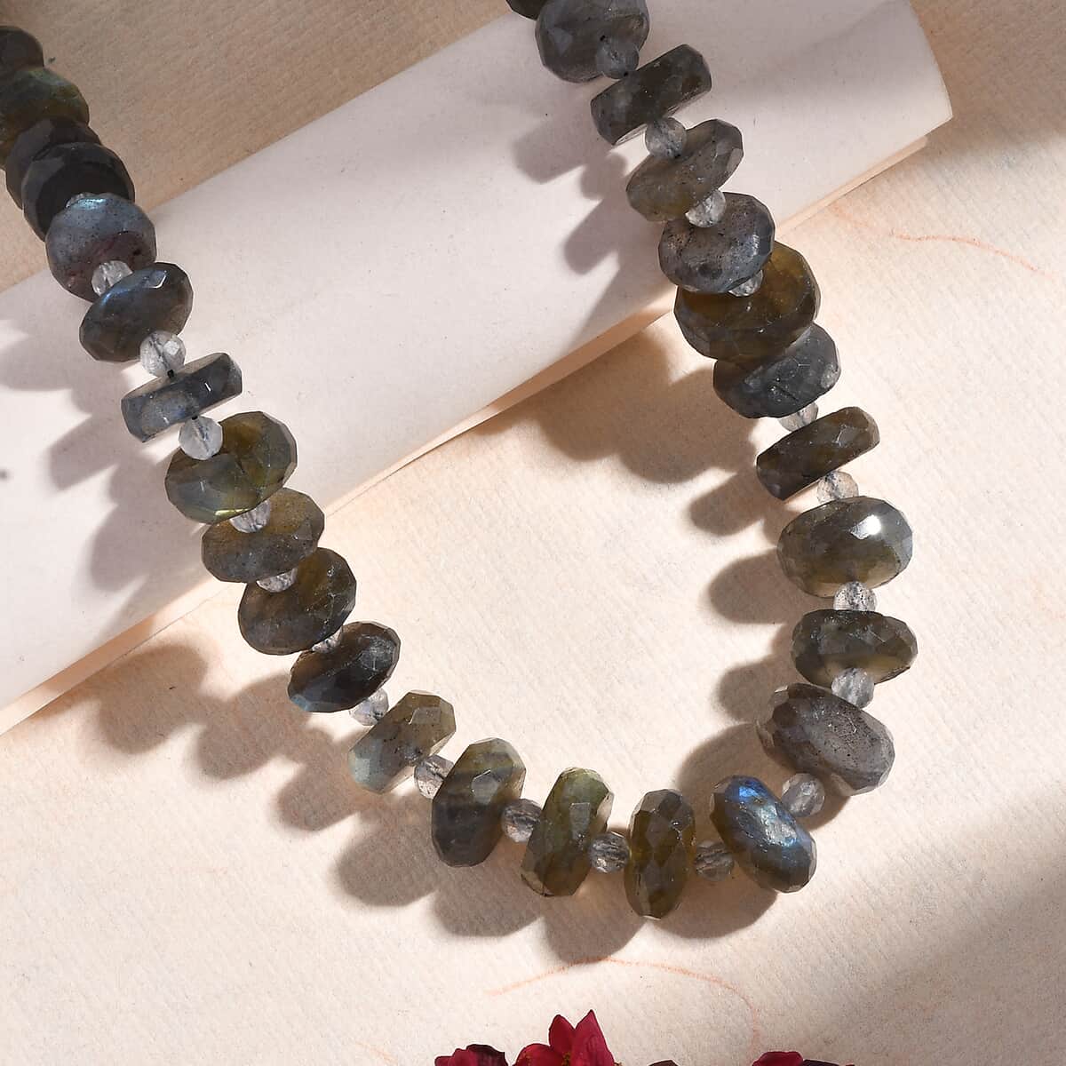 Malagasy Labradorite Beaded 306.00 ctw Necklace 20 Inches in Platinum Bond  image number 1