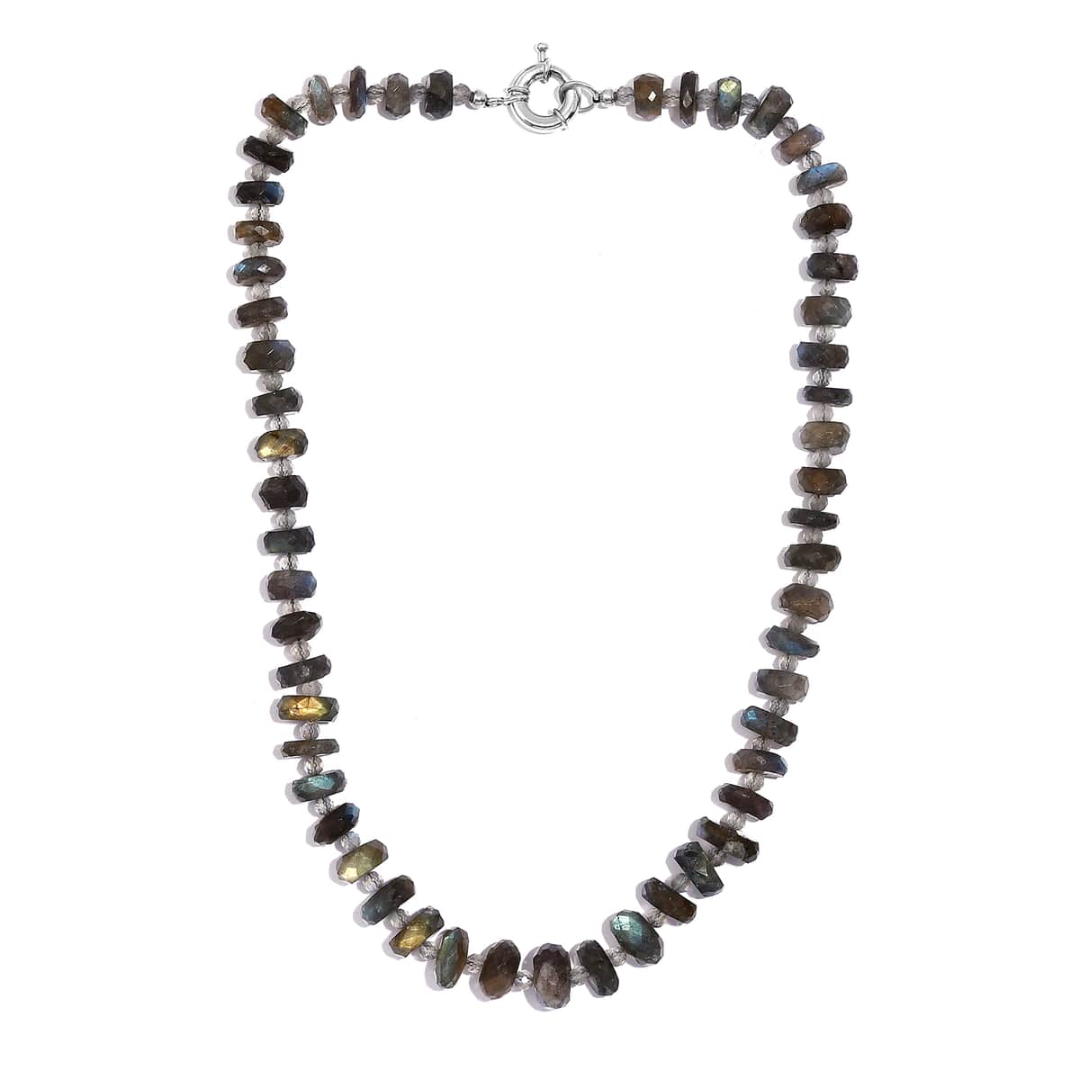 Malagasy Labradorite Beaded 306.00 ctw Necklace 20 Inches in Platinum Bond  image number 3