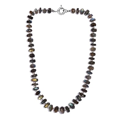 Malagasy Labradorite Beaded 306.00 ctw Necklace 20 Inches in Platinum Bond 
