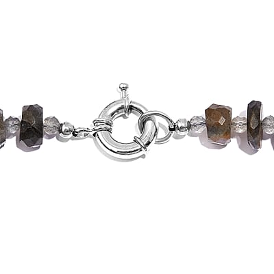 Malagasy Labradorite Beaded 306.00 ctw Necklace 20 Inches in Platinum Bond 