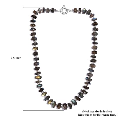 Malagasy Labradorite Beaded 306.00 ctw Necklace 20 Inches in Platinum Bond 