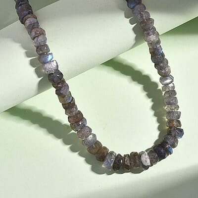 Malagasy Labradorite 152.10 ctw Necklace 20 Inches in Platinum Bond