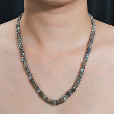 Malagasy Labradorite 152.10 ctw Necklace 20 Inches in Platinum Bond