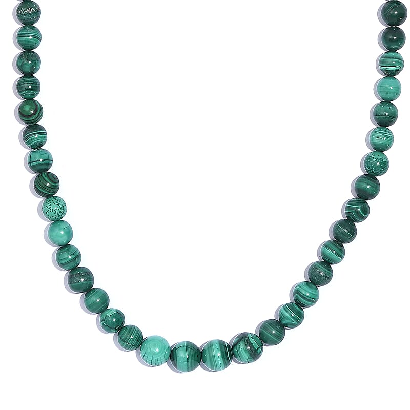 African Malachite 251.00 ctw Necklace 20 Inches in Platinum Bond 