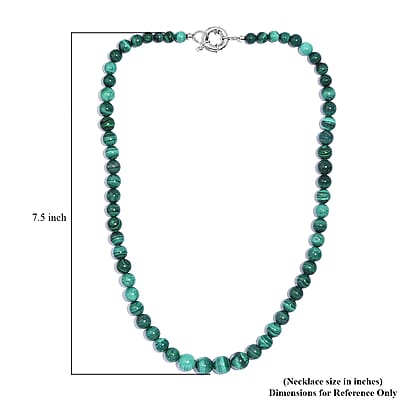 African Malachite 251.00 ctw Necklace 20 Inches in Platinum Bond 