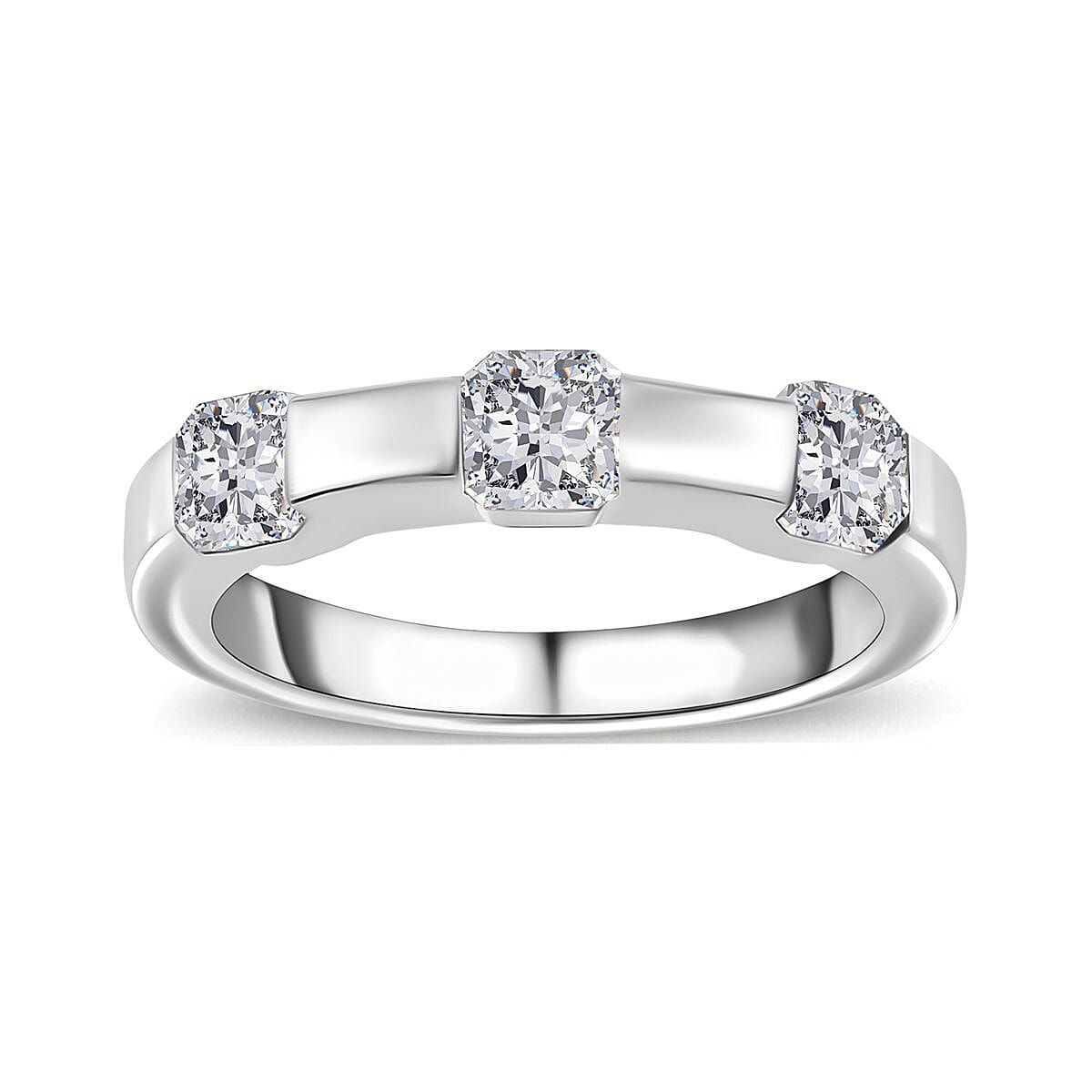 Moissanite 1.20 ctw Ring in Rhodium Over Sterling Silver (Size 10.0)