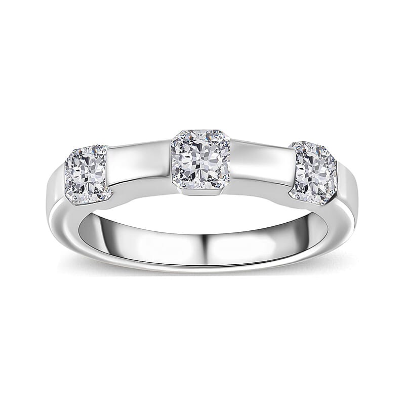 Moissanite 1.20 ctw Ring in Rhodium Over Sterling Silver (Size 10.0)