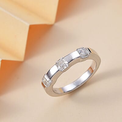Moissanite 1.20 ctw Ring in Rhodium Over Sterling Silver (Size 10.0)