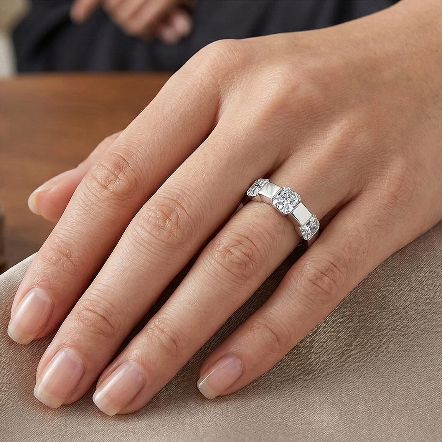 Moissanite 1.20 ctw Ring in Rhodium Over Sterling Silver (Size 10.0)