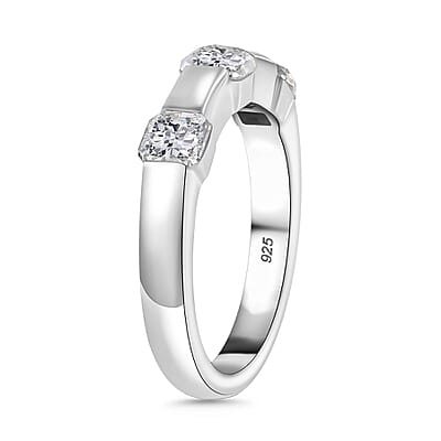Moissanite 1.20 ctw Ring in Rhodium Over Sterling Silver (Size 10.0)