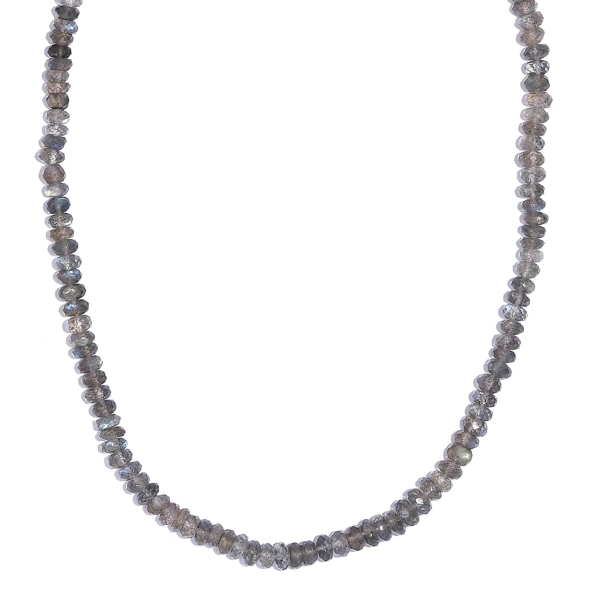 Malagasy Labradorite 380.00 ctw Necklace 18 Inches in Rhodium Over Sterling Silver  image number 0