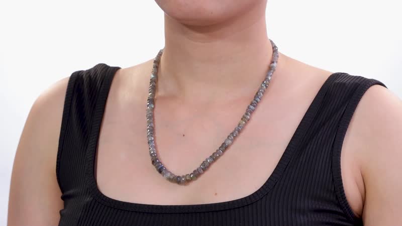 Malagasy Labradorite 380.00 ctw Necklace 18 Inches in Rhodium Over Sterling Silver