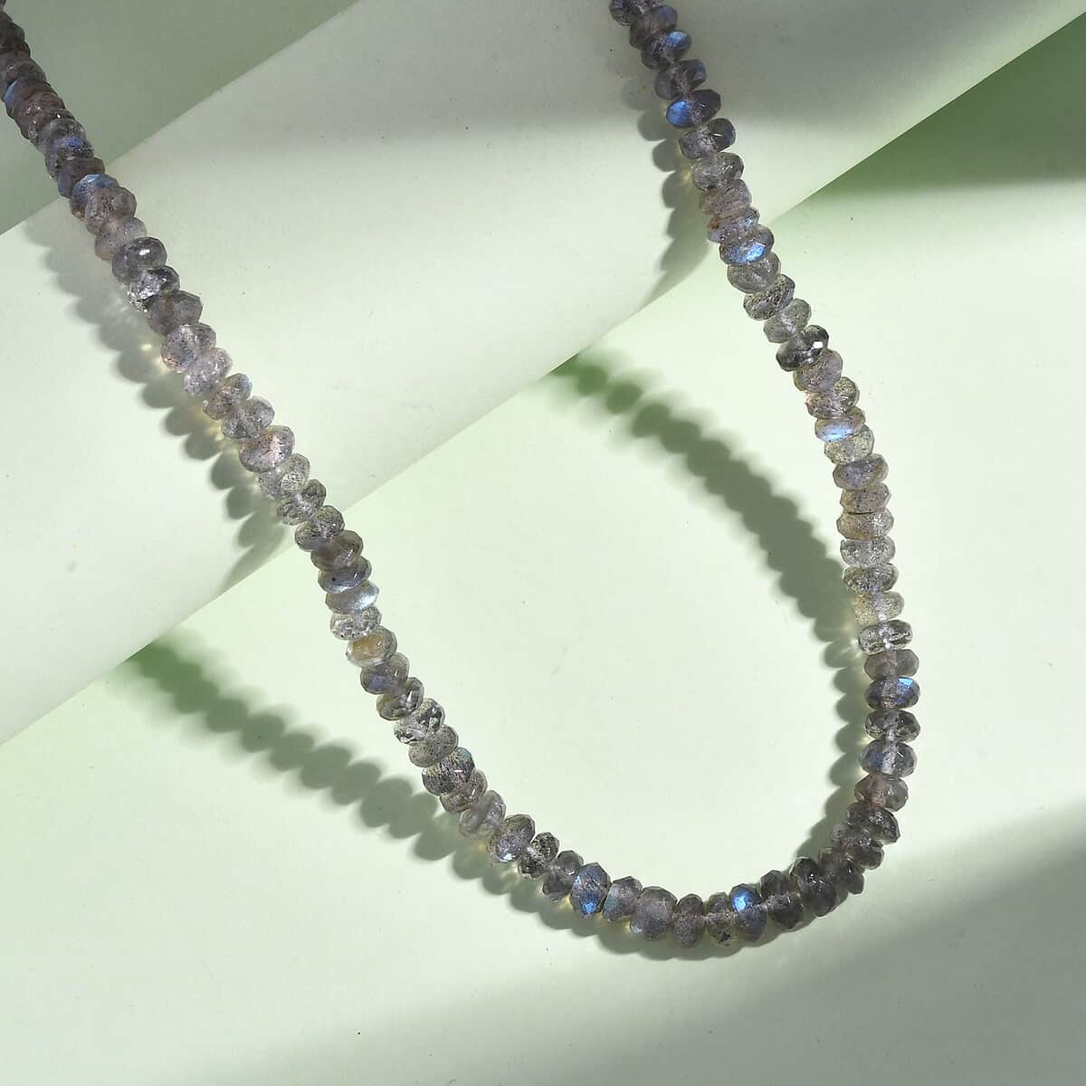 Malagasy Labradorite 380.00 ctw Necklace 18 Inches in Rhodium Over Sterling Silver  image number 1