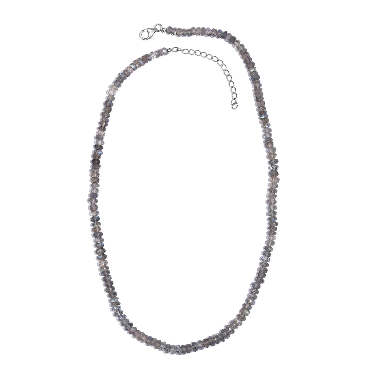 Malagasy Labradorite 380.00 ctw Necklace 18 Inches in Rhodium Over Sterling Silver  image number 3