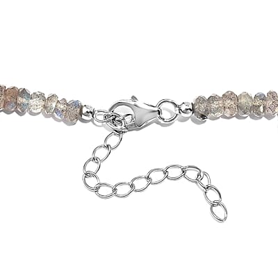 Malagasy Labradorite 380.00 ctw Necklace 18 Inches in Rhodium Over Sterling Silver 