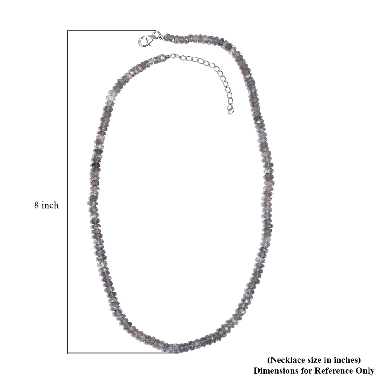 Malagasy Labradorite 380.00 ctw Necklace 18 Inches in Rhodium Over Sterling Silver  image number 5