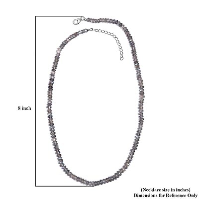 Malagasy Labradorite 380.00 ctw Necklace 18 Inches in Rhodium Over Sterling Silver 