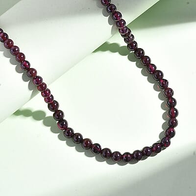 Orissa Rhodolite Garnet Beaded 97.50 ctw Necklace 20 Inches in Stainless Steel